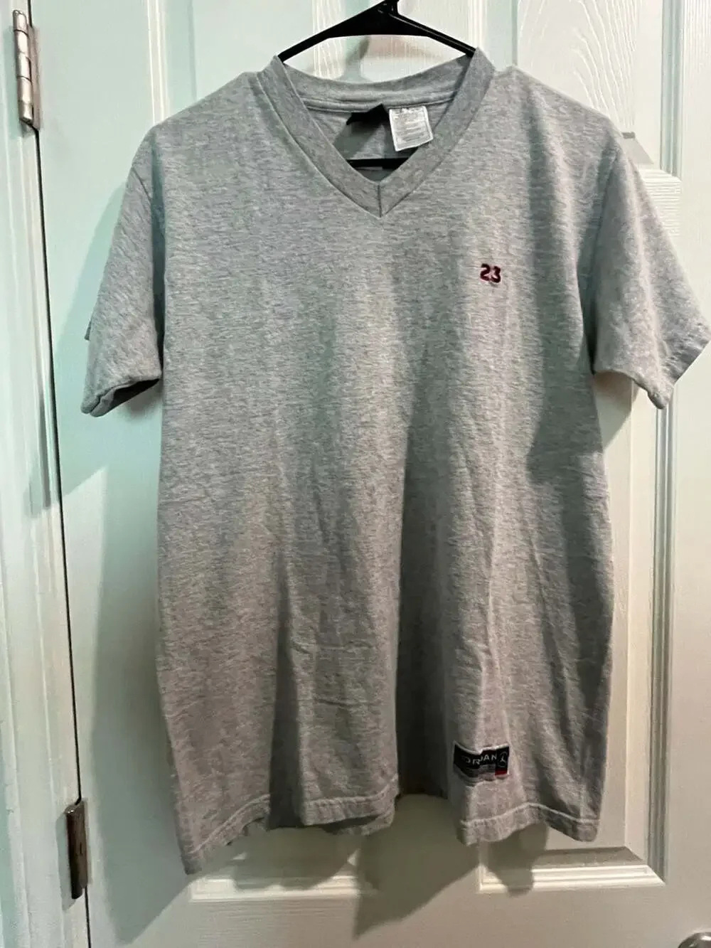 Vintage Jordan Gray Short Sleeve Neck Tee Top Youth Mens XL